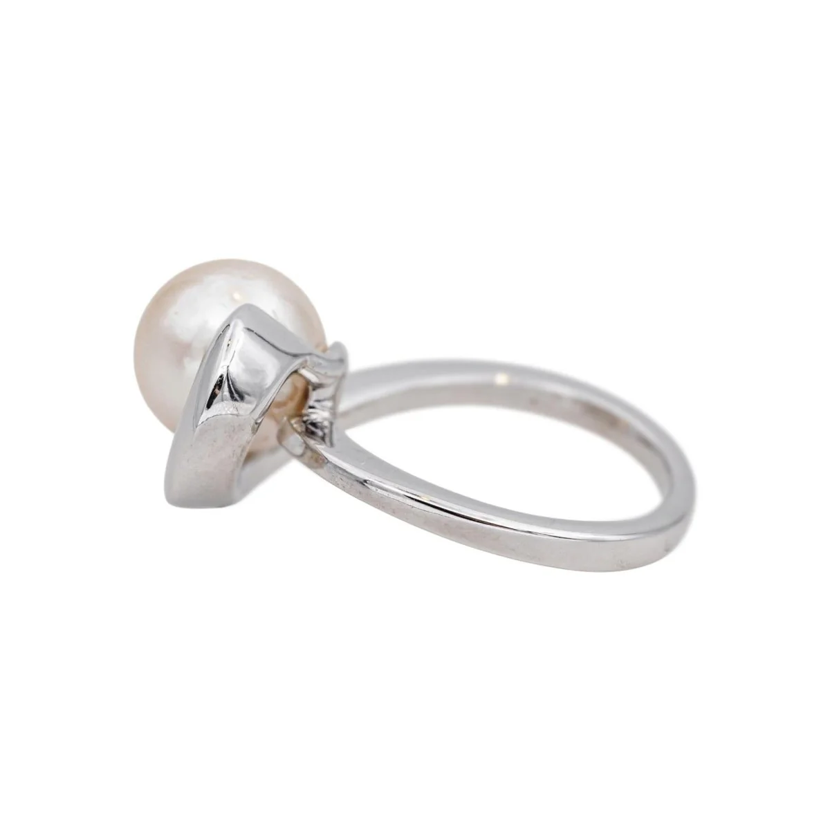 Bague Solitaire en or blanc et perle - Image 4