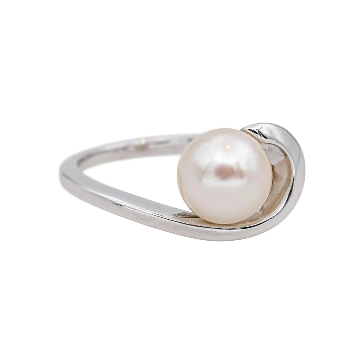Bague Solitaire en or blanc et perle - Image 6