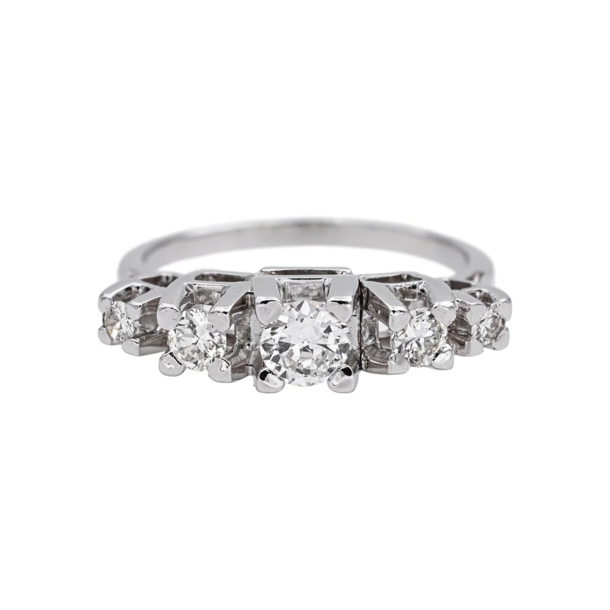 Bague Jarretière en platine et diamant