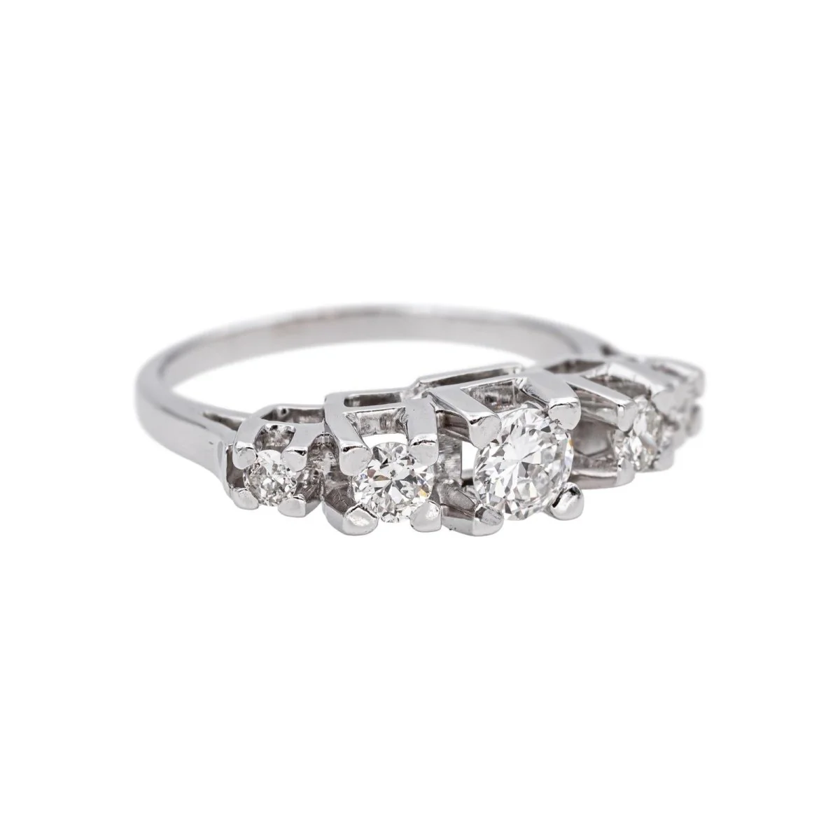 Bague Jarretière en platine et diamant - Image 6