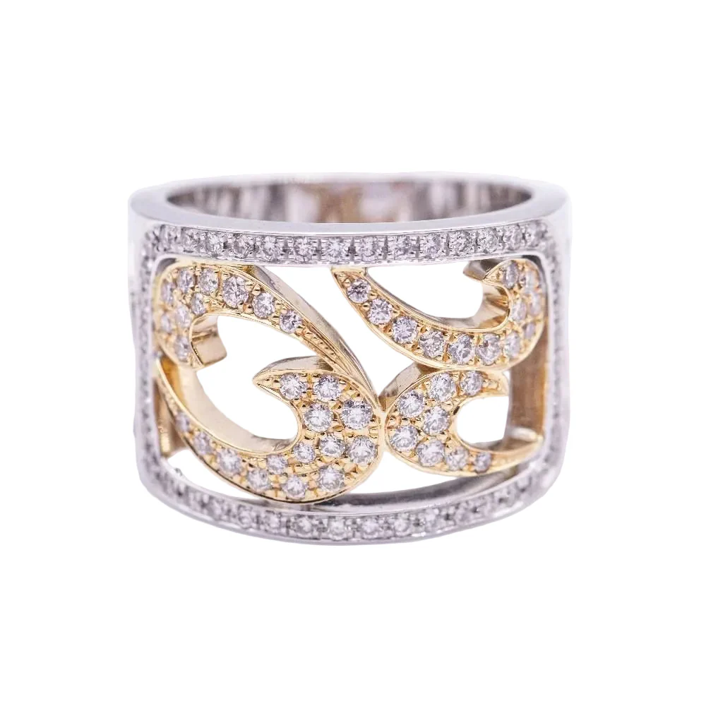 Bague Bandeau en or blanc, or rose et diamants