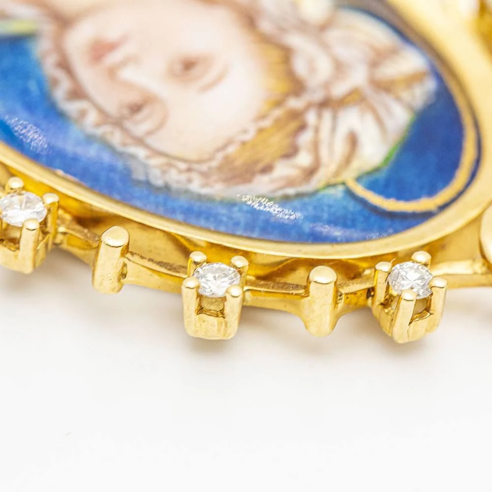 Médaille de la Vierge en émail avec diamants - Image 4