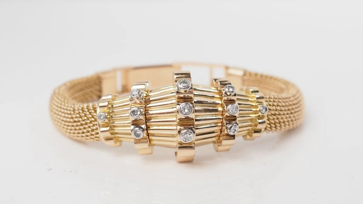 Bracelet vintage en or jaune et diamants
