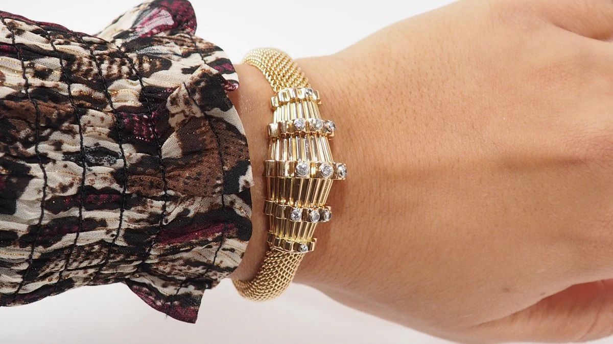 Bracelet vintage en or jaune et diamants - Image 2