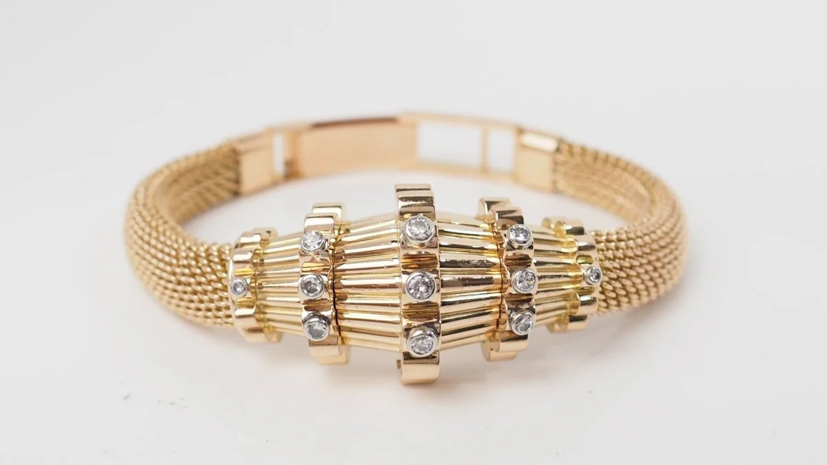 Bracelet vintage en or jaune et diamants - Image 3