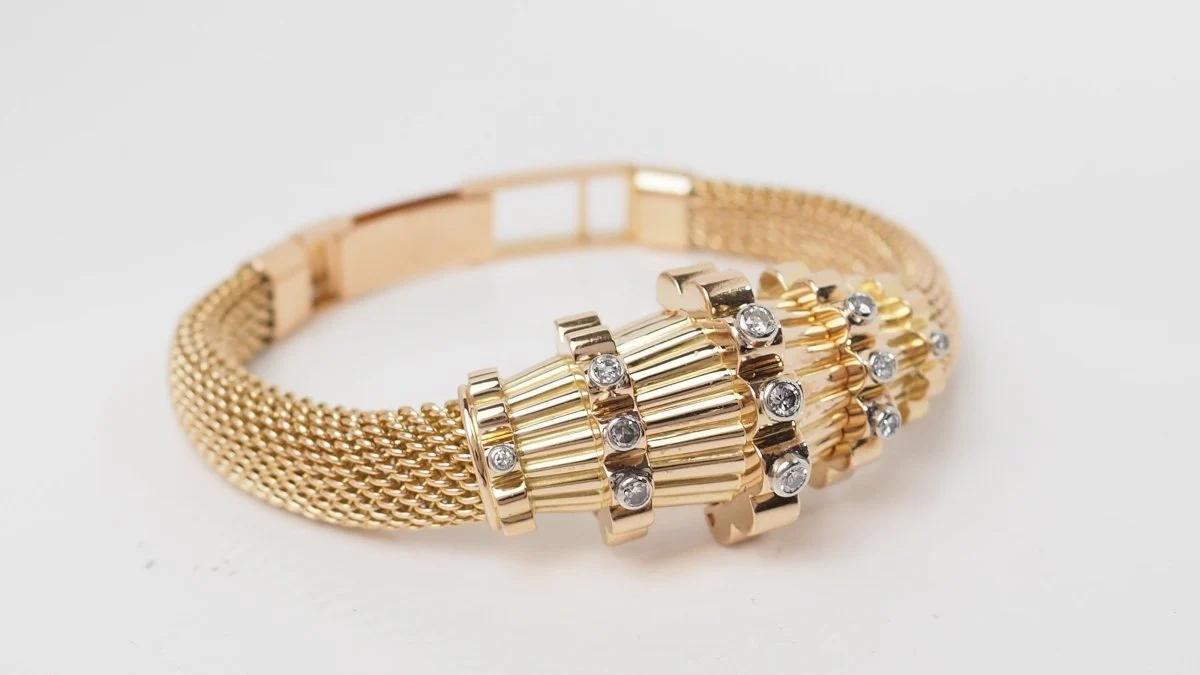 Bracelet vintage en or jaune et diamants - Image 4