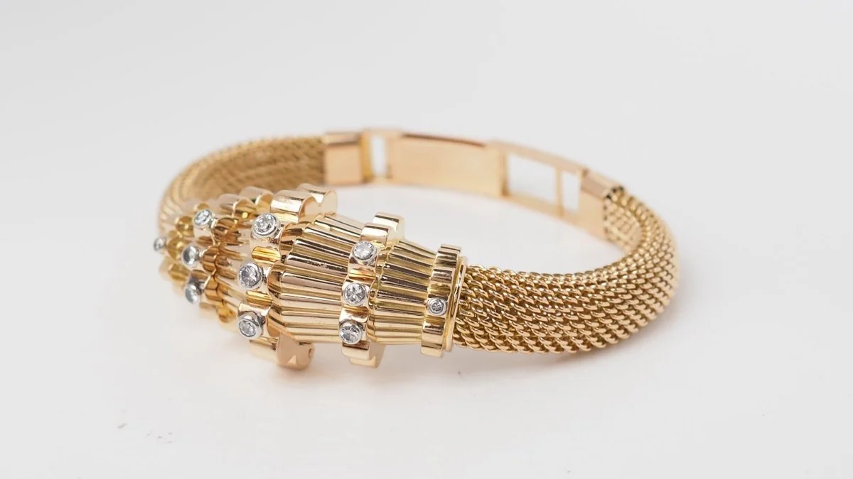 Bracelet vintage en or jaune et diamants - Image 5
