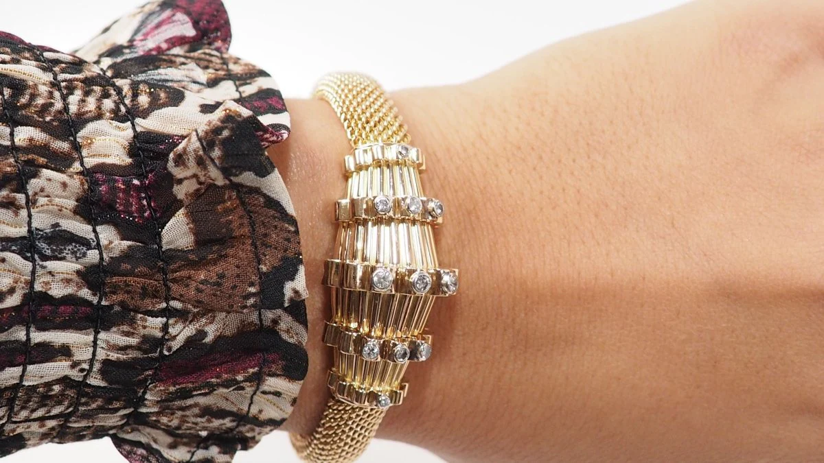 Bracelet vintage en or jaune et diamants - Image 8