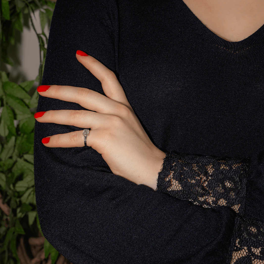 Bague Solitaire en platine et diamant - Image 2