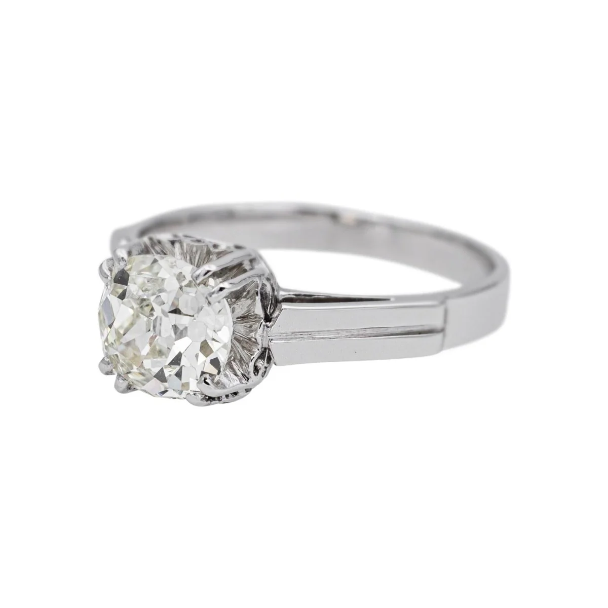 Bague Solitaire en platine et diamant - Image 3