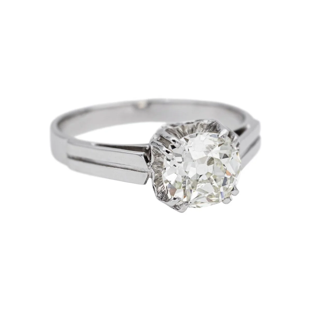 Bague Solitaire en platine et diamant - Image 6