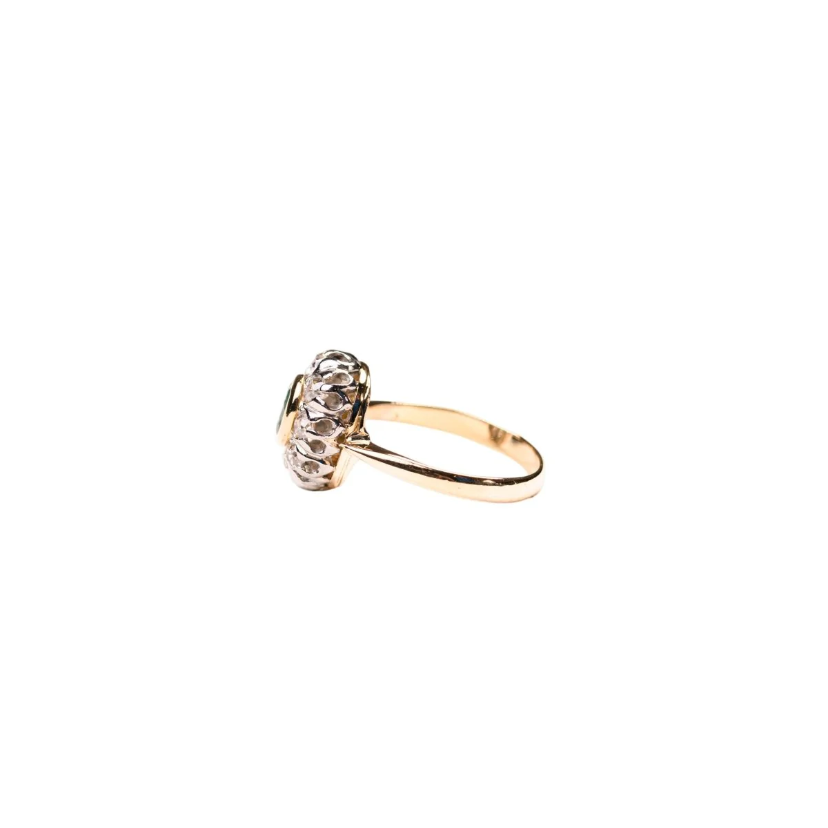 Bague Marguerite en or blanc, or jaune, émeraude et diamants - Image 3