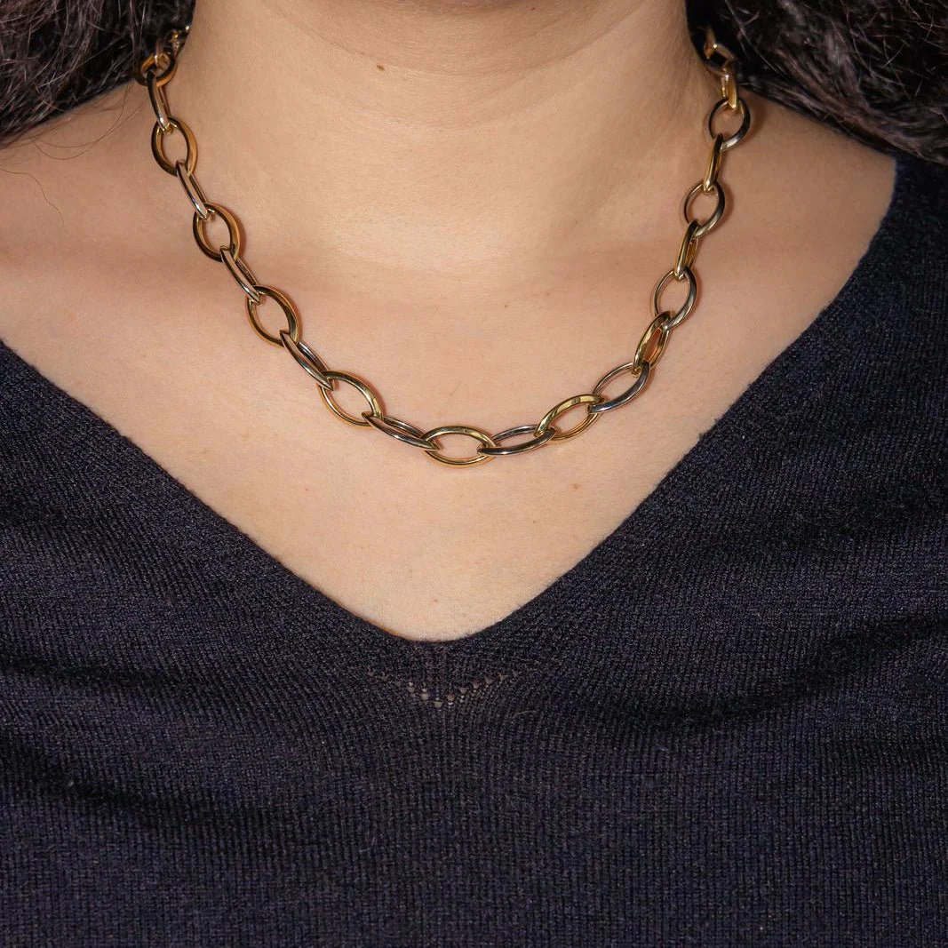 Collier Maille losange en or jaune et or blanc - Image 2
