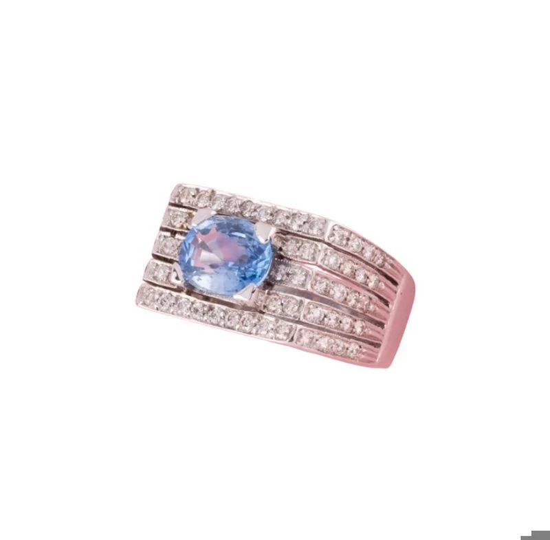 Bague Tank en or blanc 18k saphir et diamants - Image 3