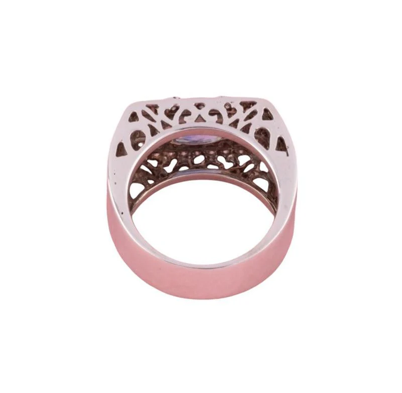 Bague Tank en or blanc 18k saphir et diamants - Image 4