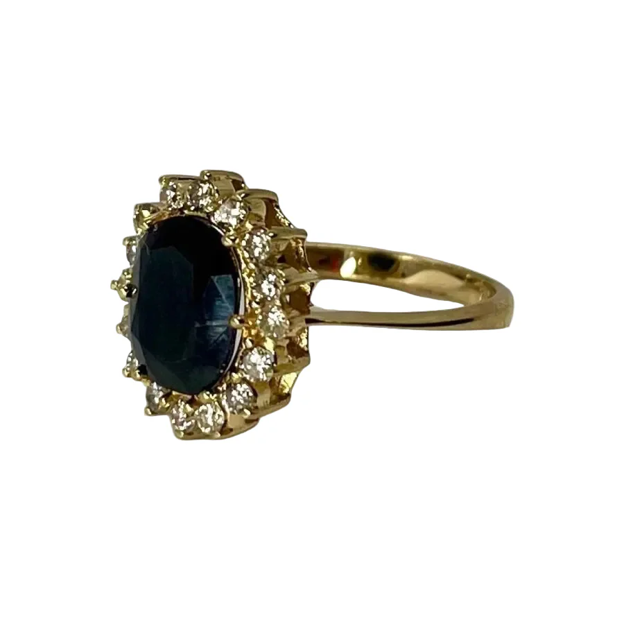 Bague Marguerite en or jaune, saphir, et diamants - Image 3