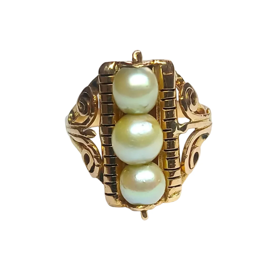 Bague Trilogie en or jaune et perles
