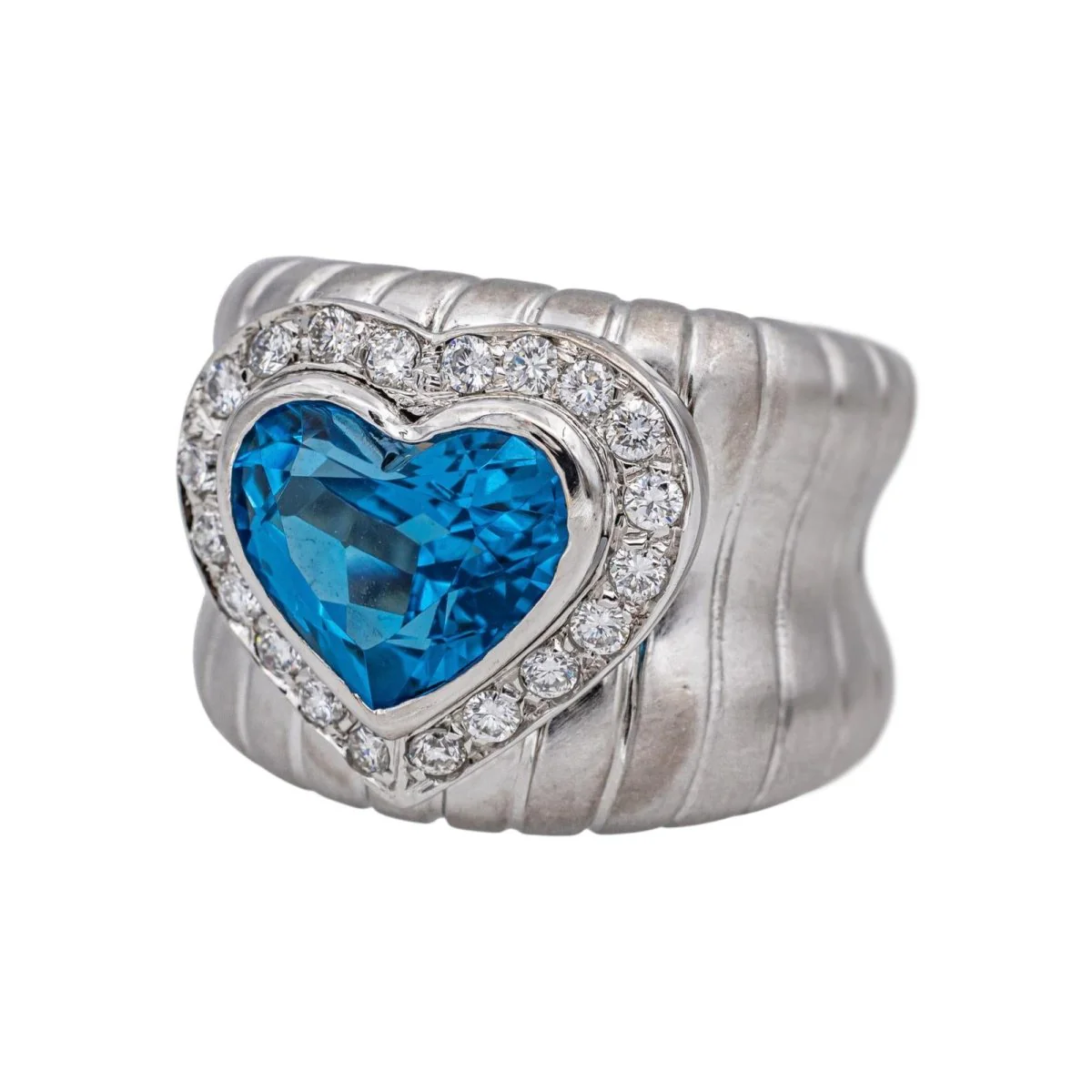 Bague Dôme en or blanc, topaze et diamants - Image 3