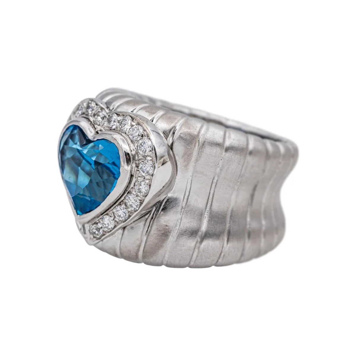 Bague Dôme en or blanc, topaze et diamants - Image 4