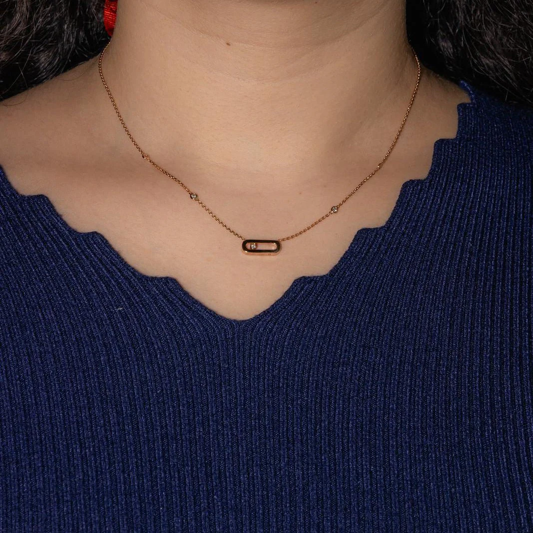 Collier Pendentif MESSIKA "Move Uno" en or rose et diamants - Image 2