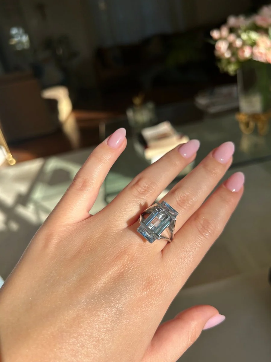 Bague - Or et Aigue-Marine - Image 6