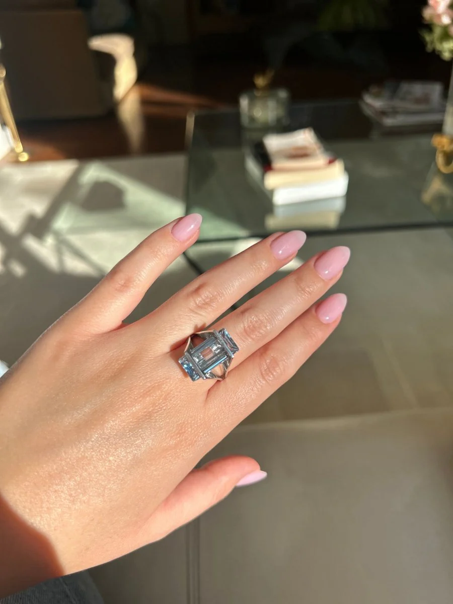 Bague - Or et Aigue-Marine - Image 7