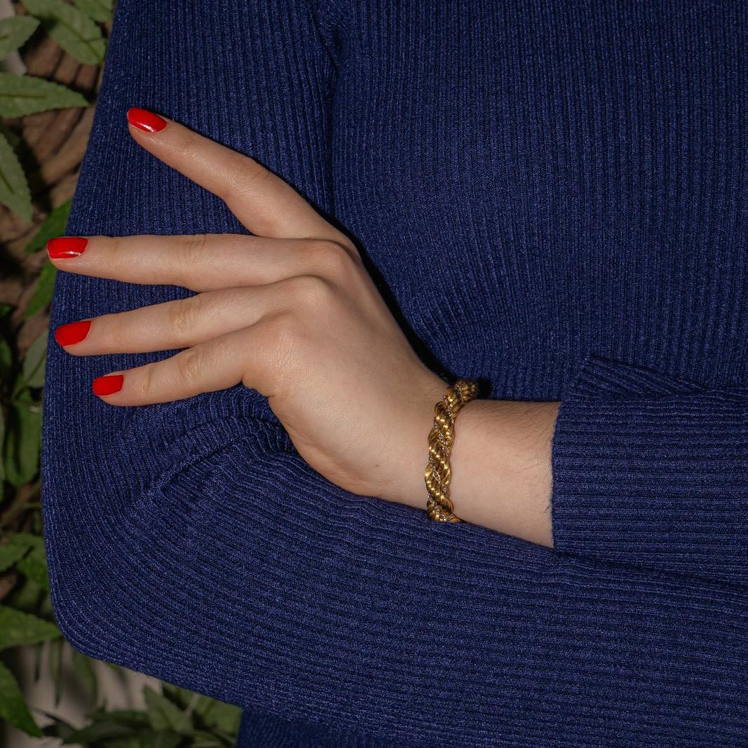 Bracelet Maille en or jaune et or blanc - Image 2