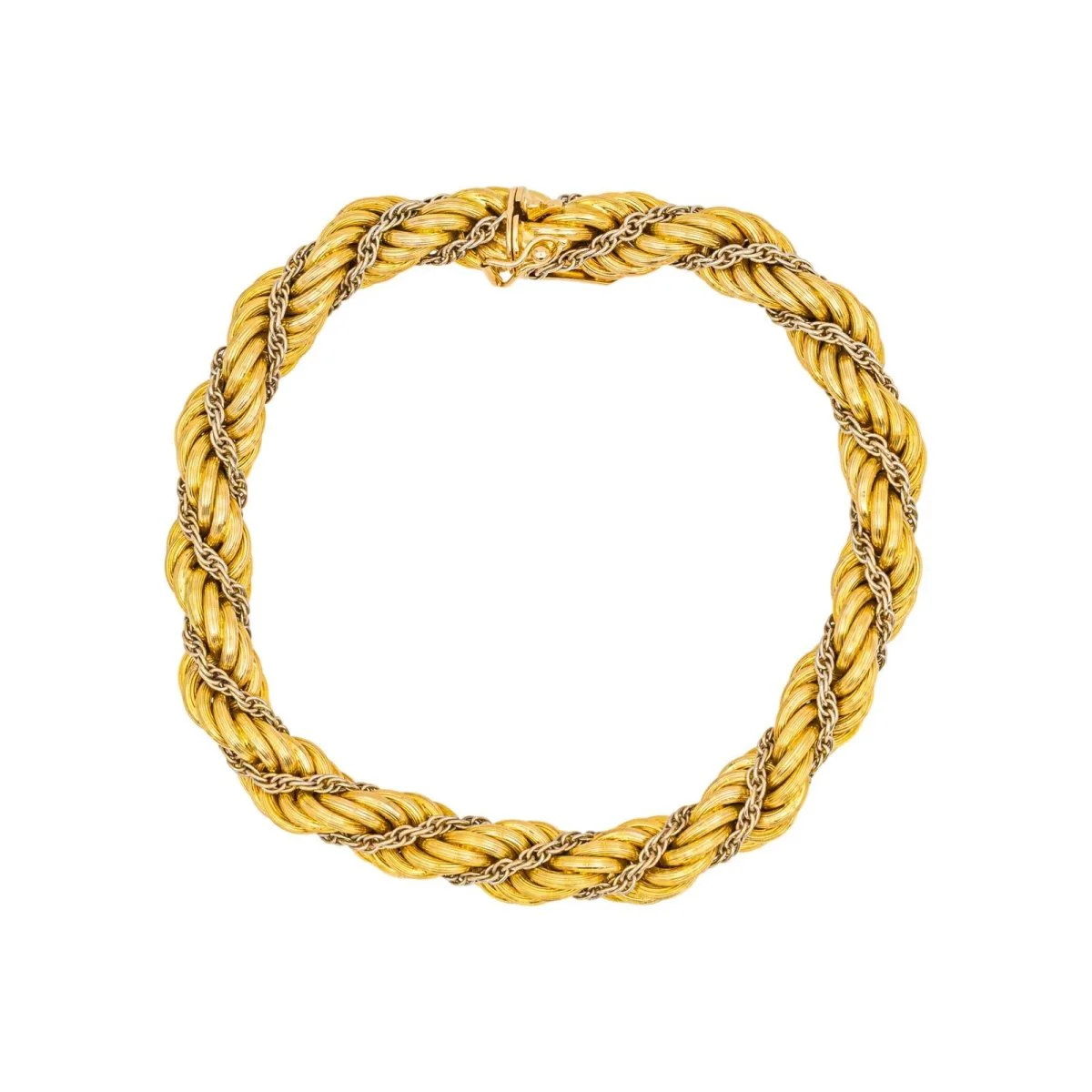 Bracelet Maille en or jaune et or blanc - Image 4