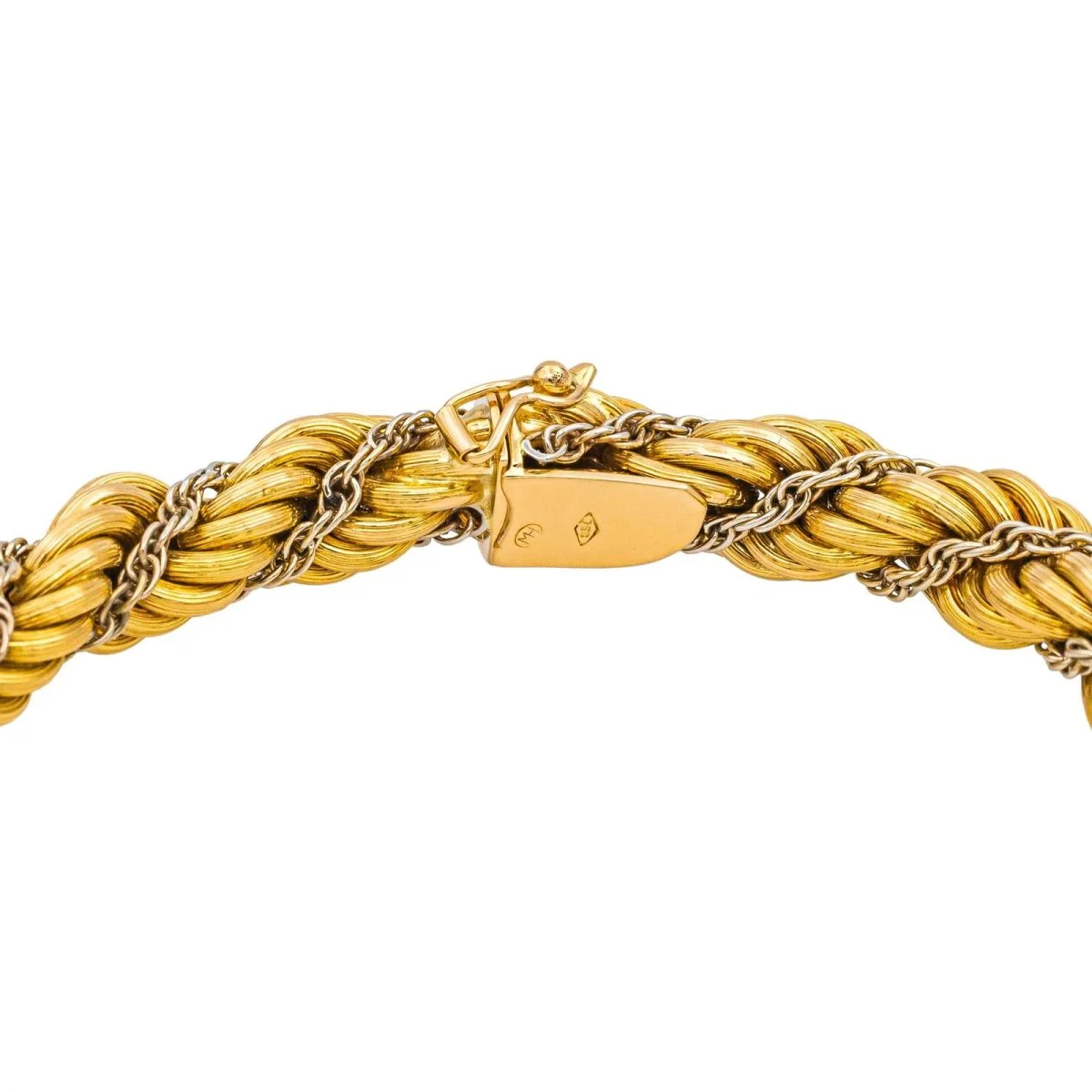Bracelet Maille en or jaune et or blanc - Image 6
