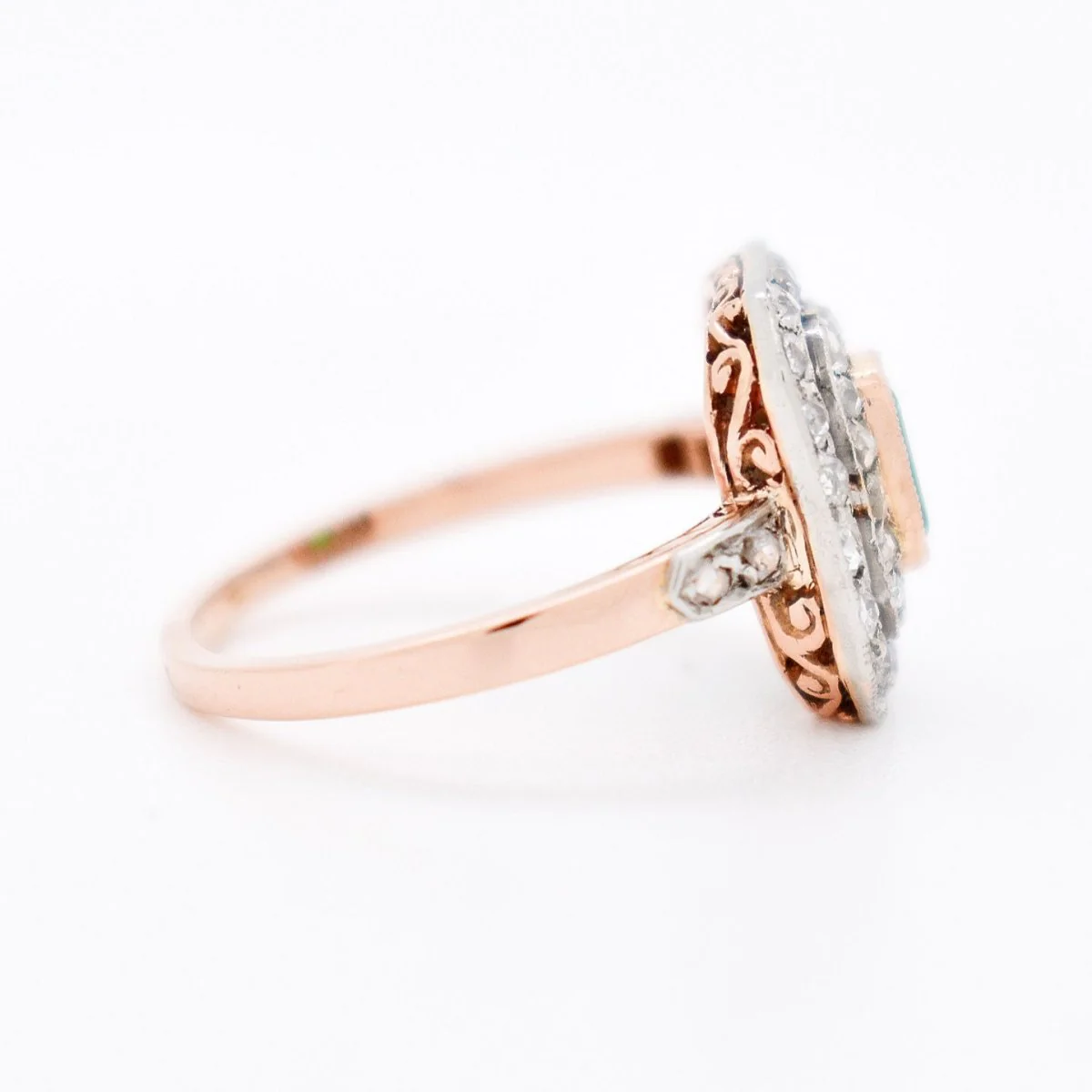 Bague Émeraude et Diamants - Belle Époque - Image 4