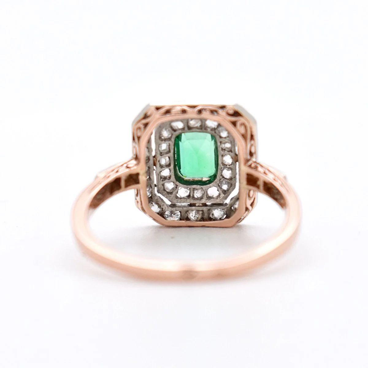 Bague Émeraude et Diamants - Belle Époque - Image 6