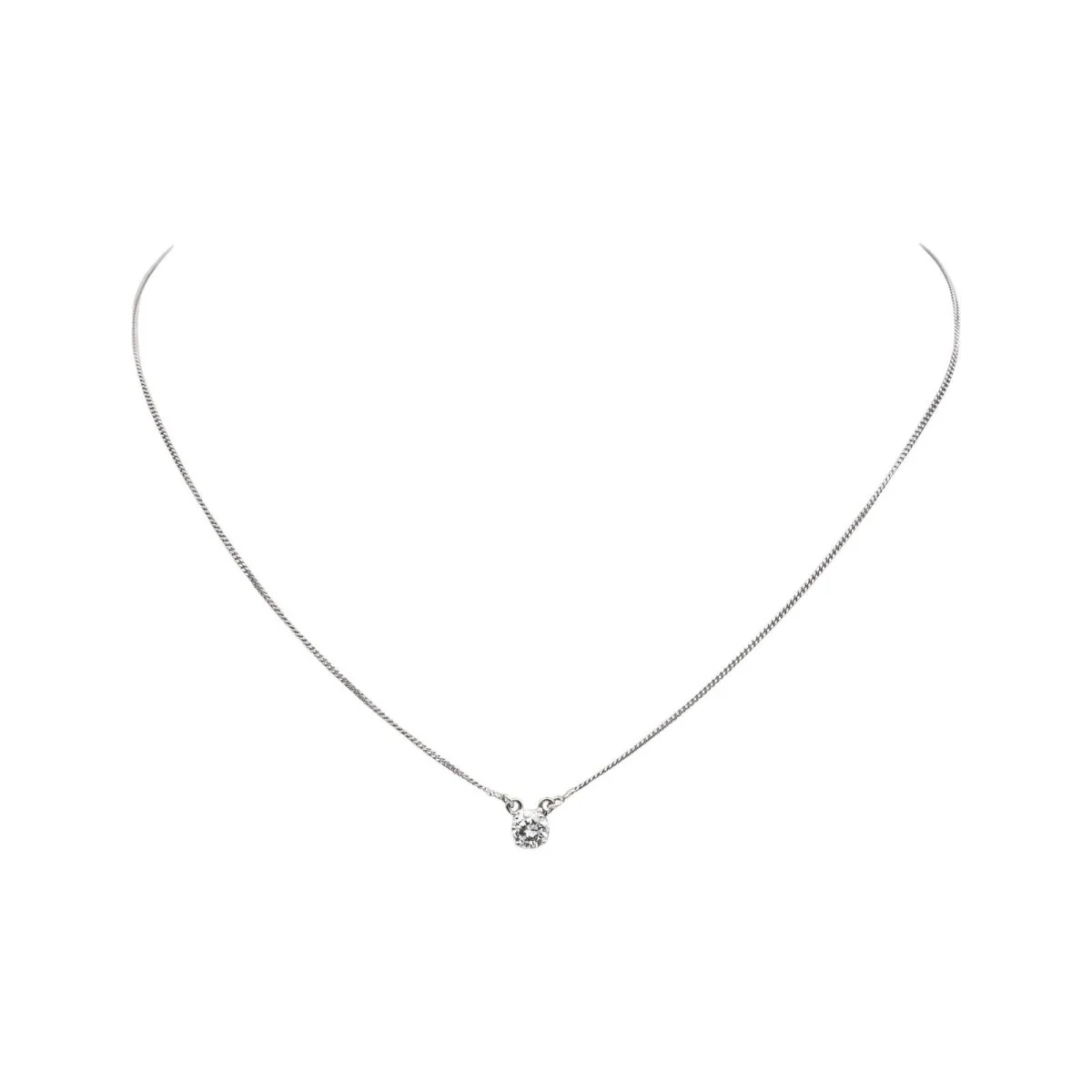 Collier Pendentif en or blanc et diamant