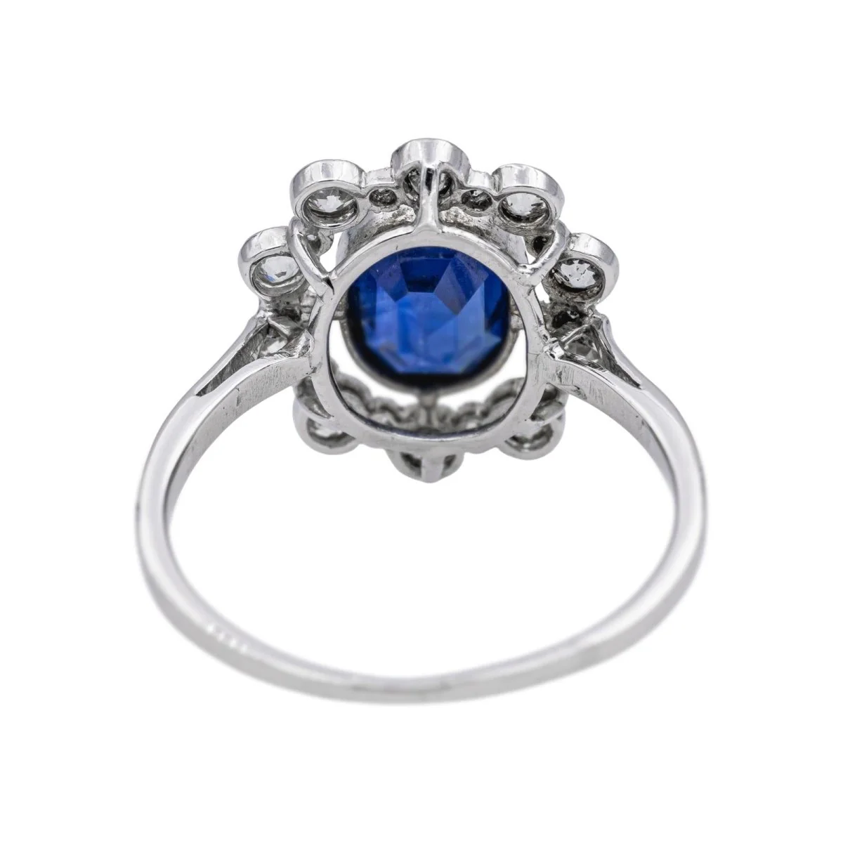 Bague Marguerite en platine, saphir et diamants - Image 5