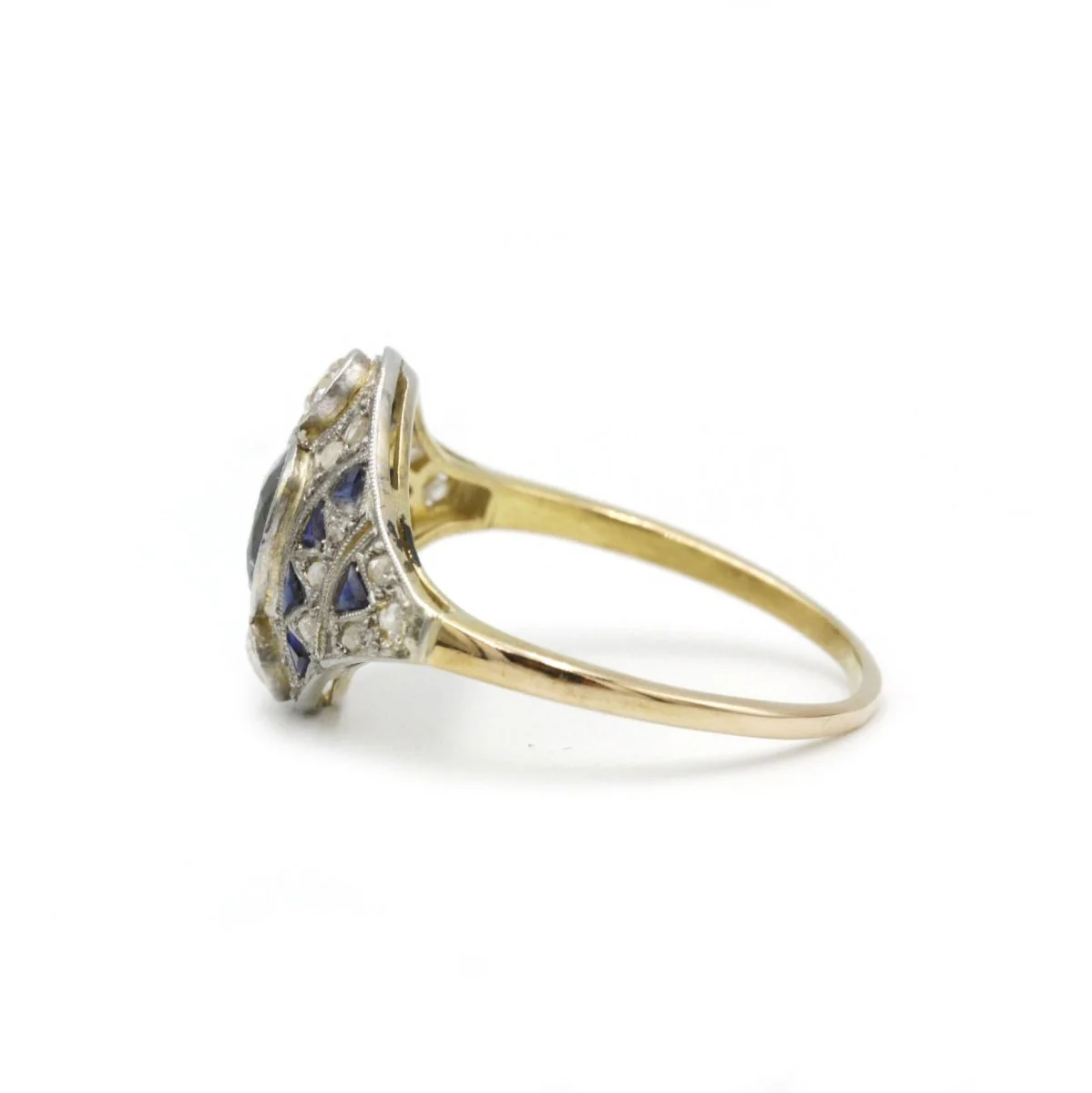 Bague art deco - 1920 - Or blanc 18K, saphirs et diamants - Image 4