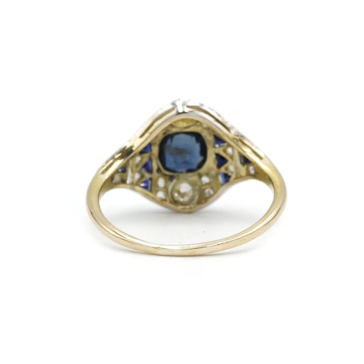 Bague art deco - 1920 - Or blanc 18K, saphirs et diamants - Image 5