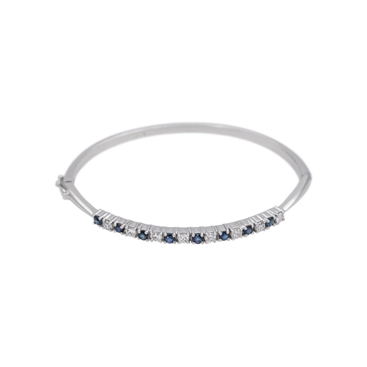 Bracelet Jonc en or blanc, saphirs et diamants