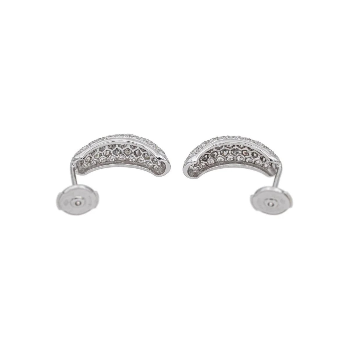 Boucles d'oreilles Créoles en or blanc et diamants - Image 5