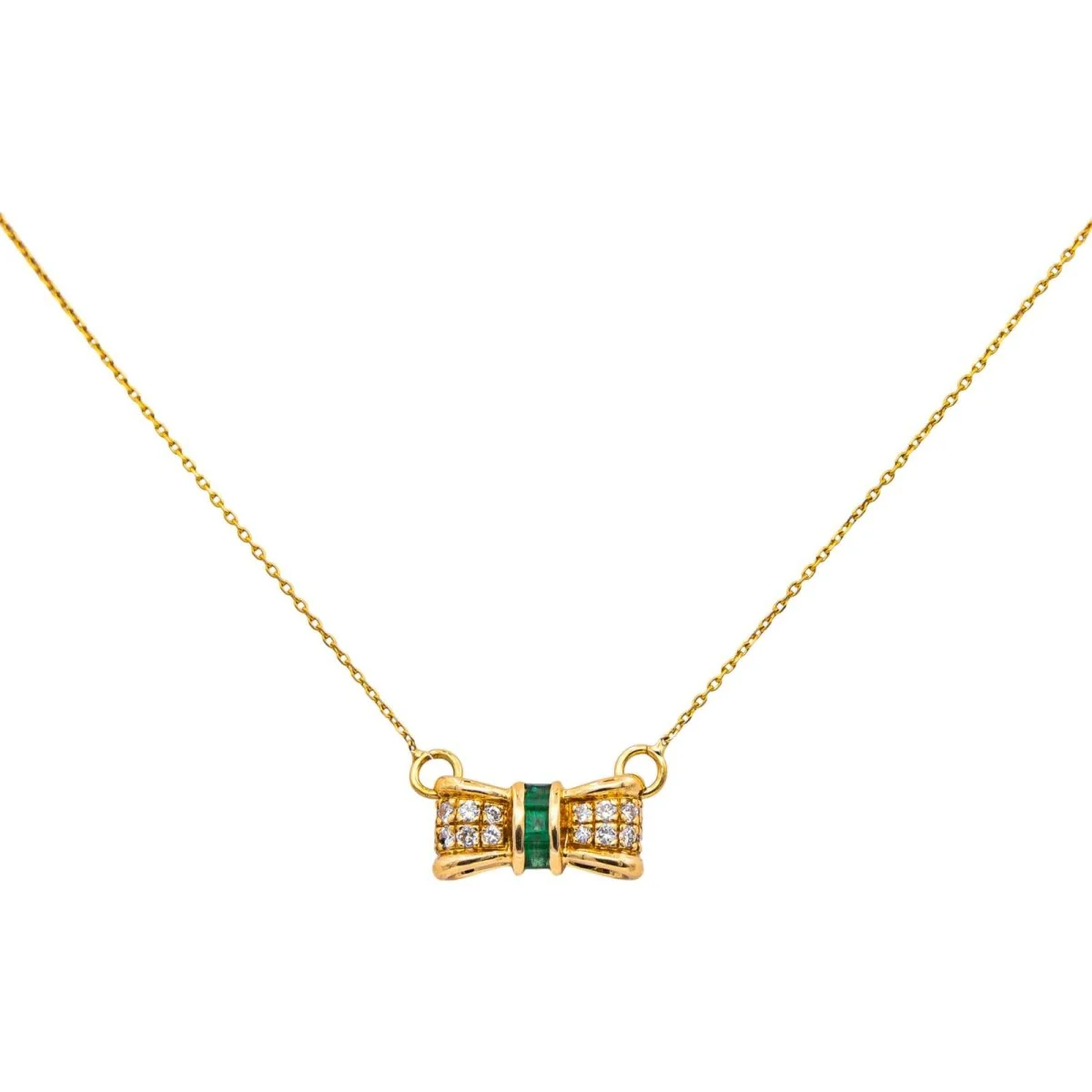 Collier Pendentif en or jaune, émeraudes et diamants - Image 3