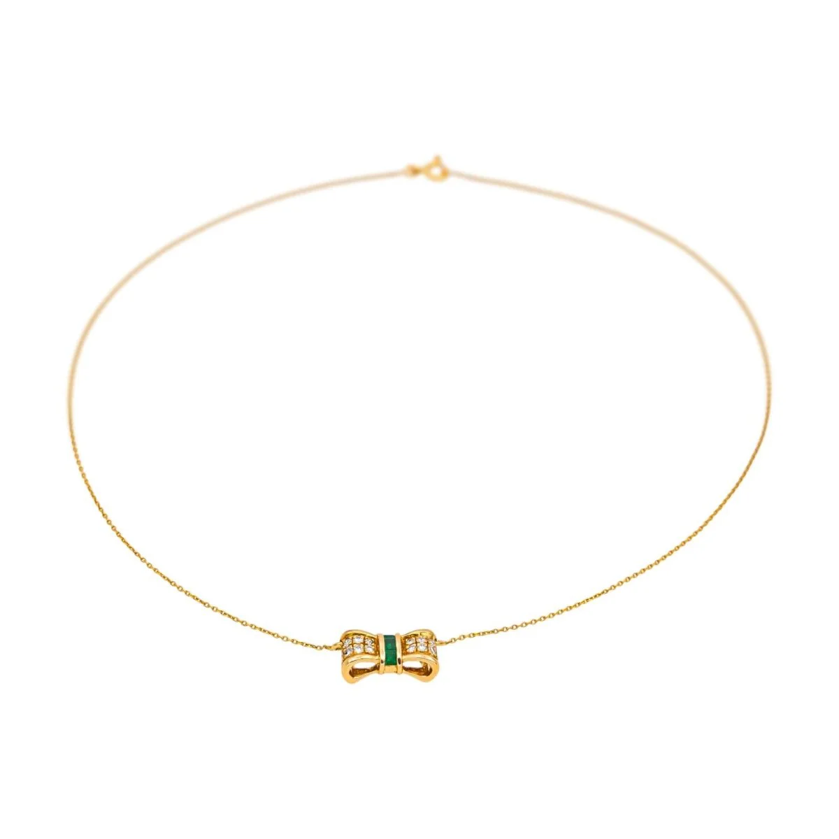 Collier Pendentif en or jaune, émeraudes et diamants - Image 4