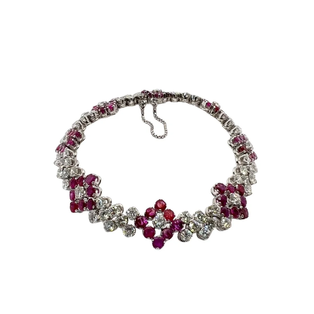 Bracelet en or 18 carats avec diamants et rubis naturels