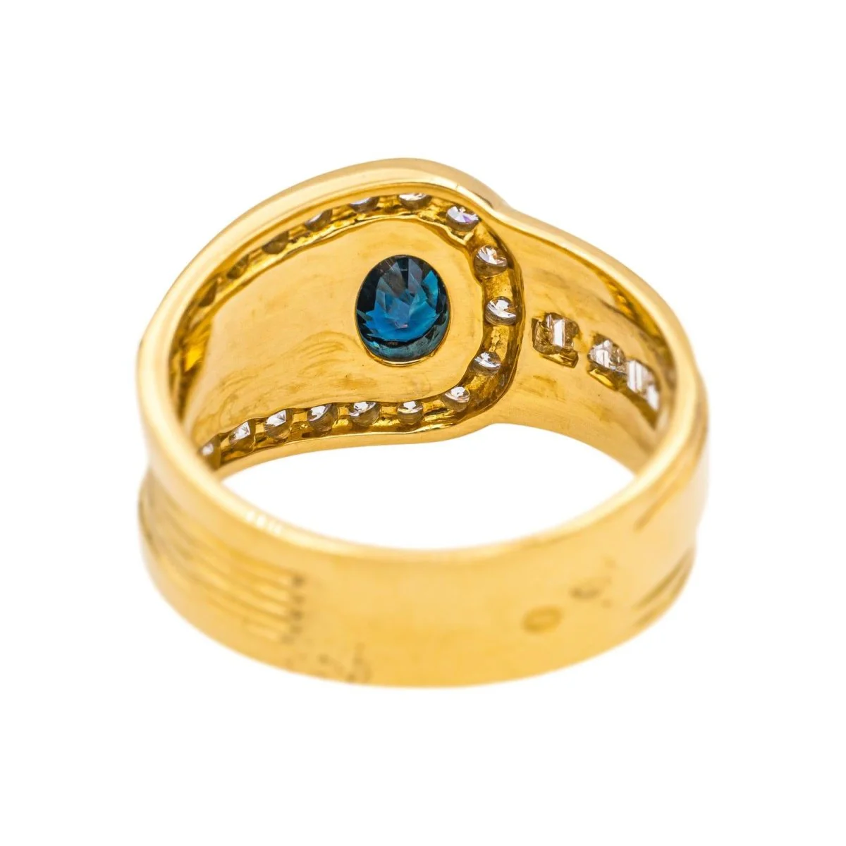 Bague Bandeau en or jaune, saphir et diamants - Image 5