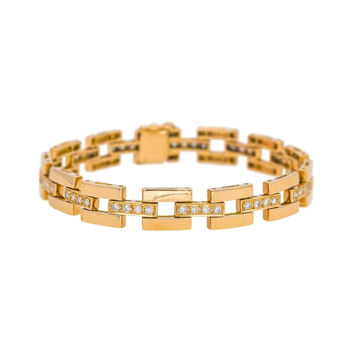 Bracelet Tank en or jaune et diamants