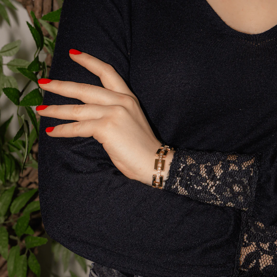 Bracelet Tank en or jaune et diamants - Image 2