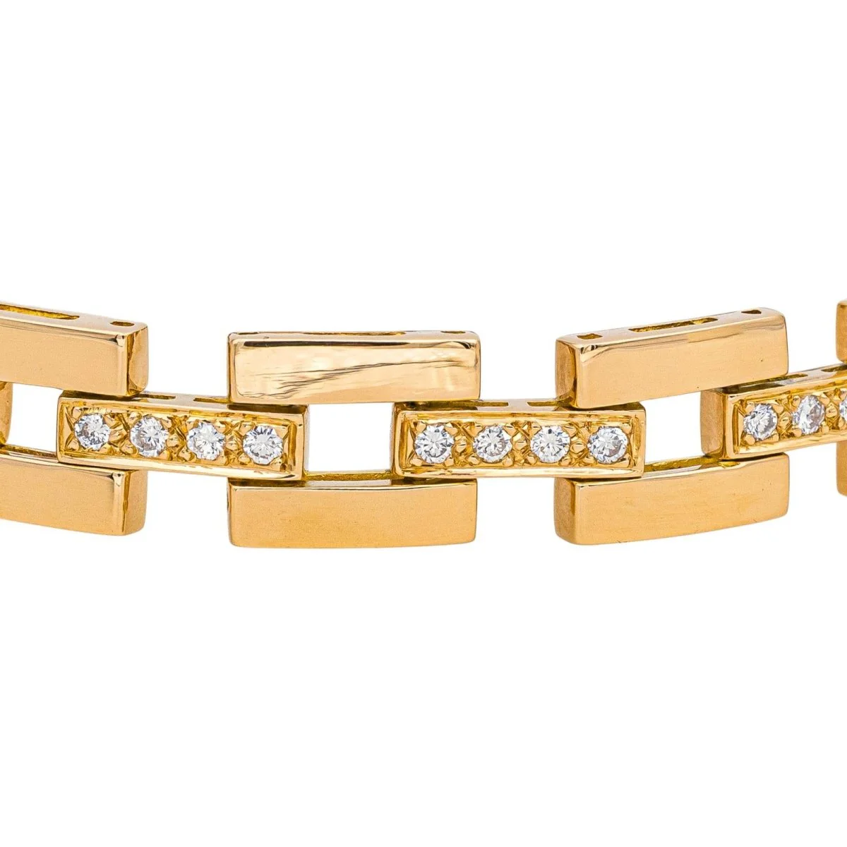 Bracelet Tank en or jaune et diamants - Image 4
