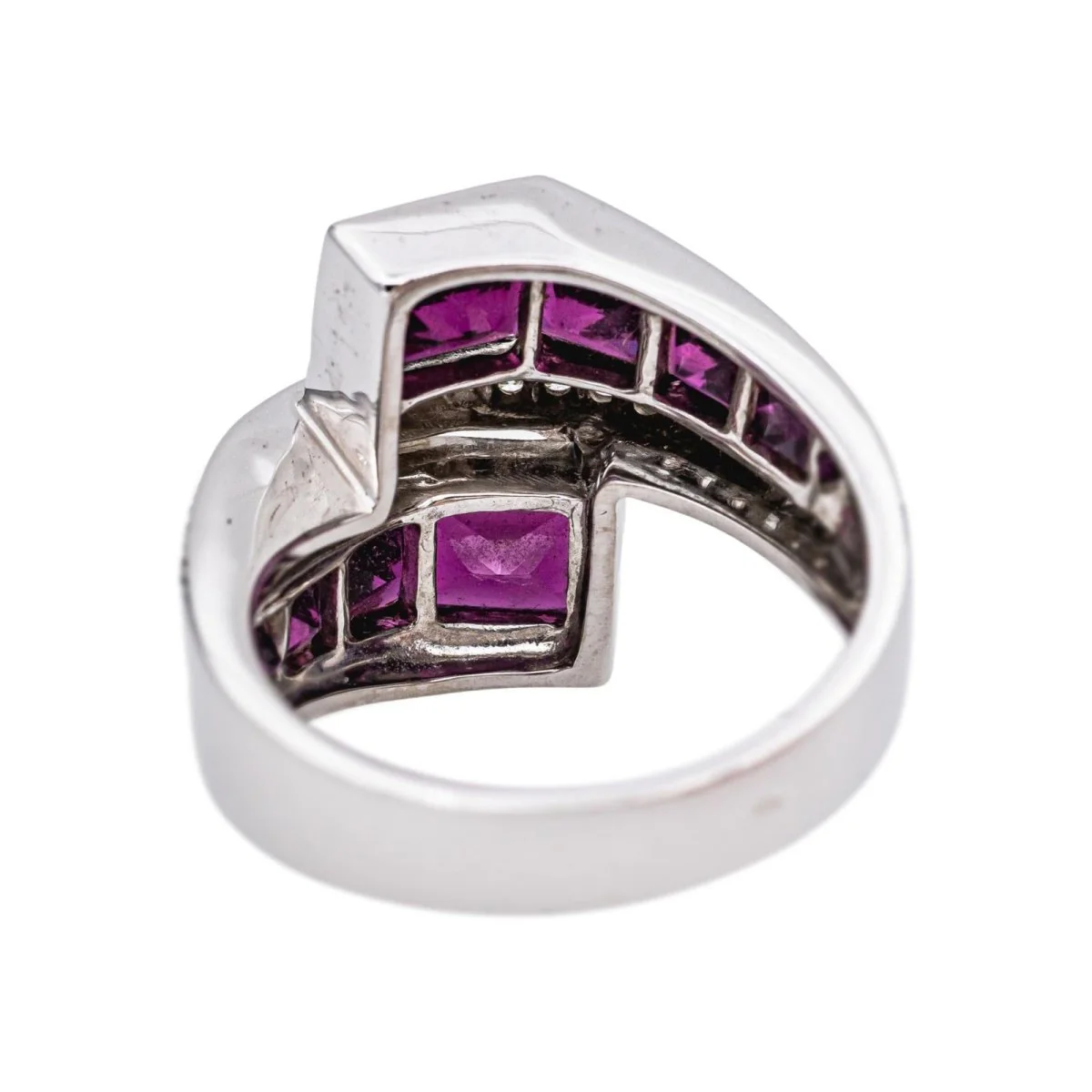 Bague en or blanc, grenats et diamants - Image 5