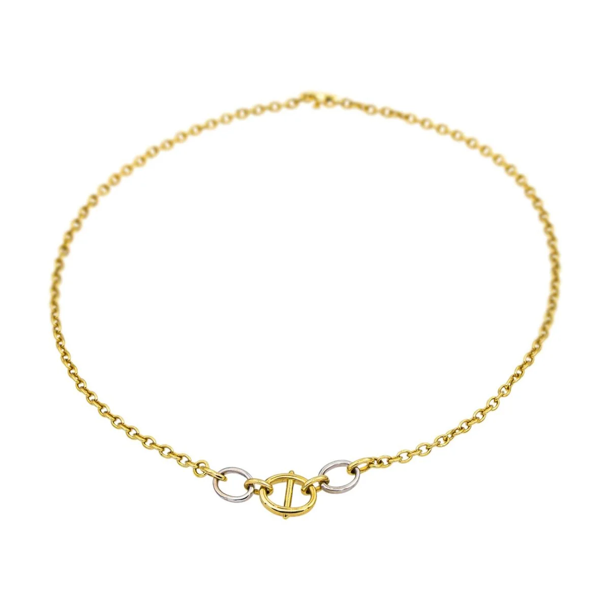 Collier Maille CARTIER "Étrier" en or jaune et or blanc - Image 3