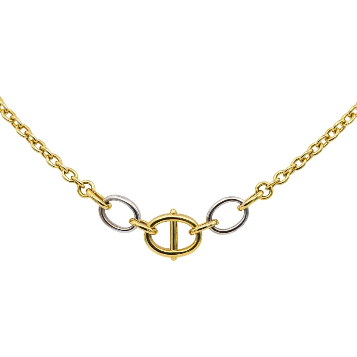 Collier Maille CARTIER "Étrier" en or jaune et or blanc - Image 4