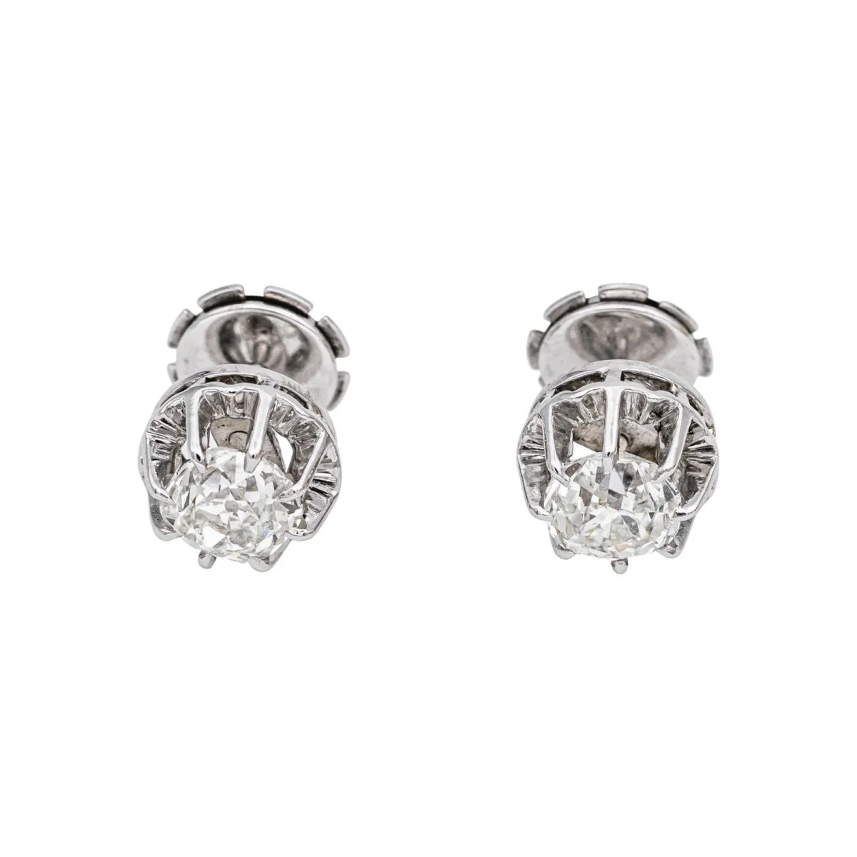 Boucles d'oreilles Puces en or blanc et diamants - Image 3