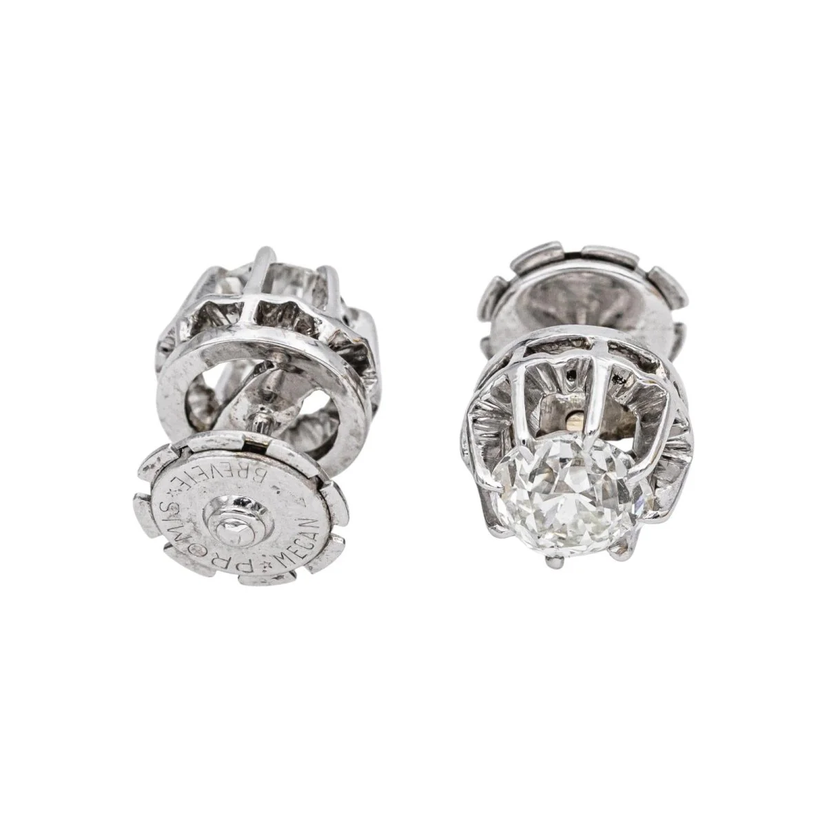 Boucles d'oreilles Puces en or blanc et diamants - Image 7