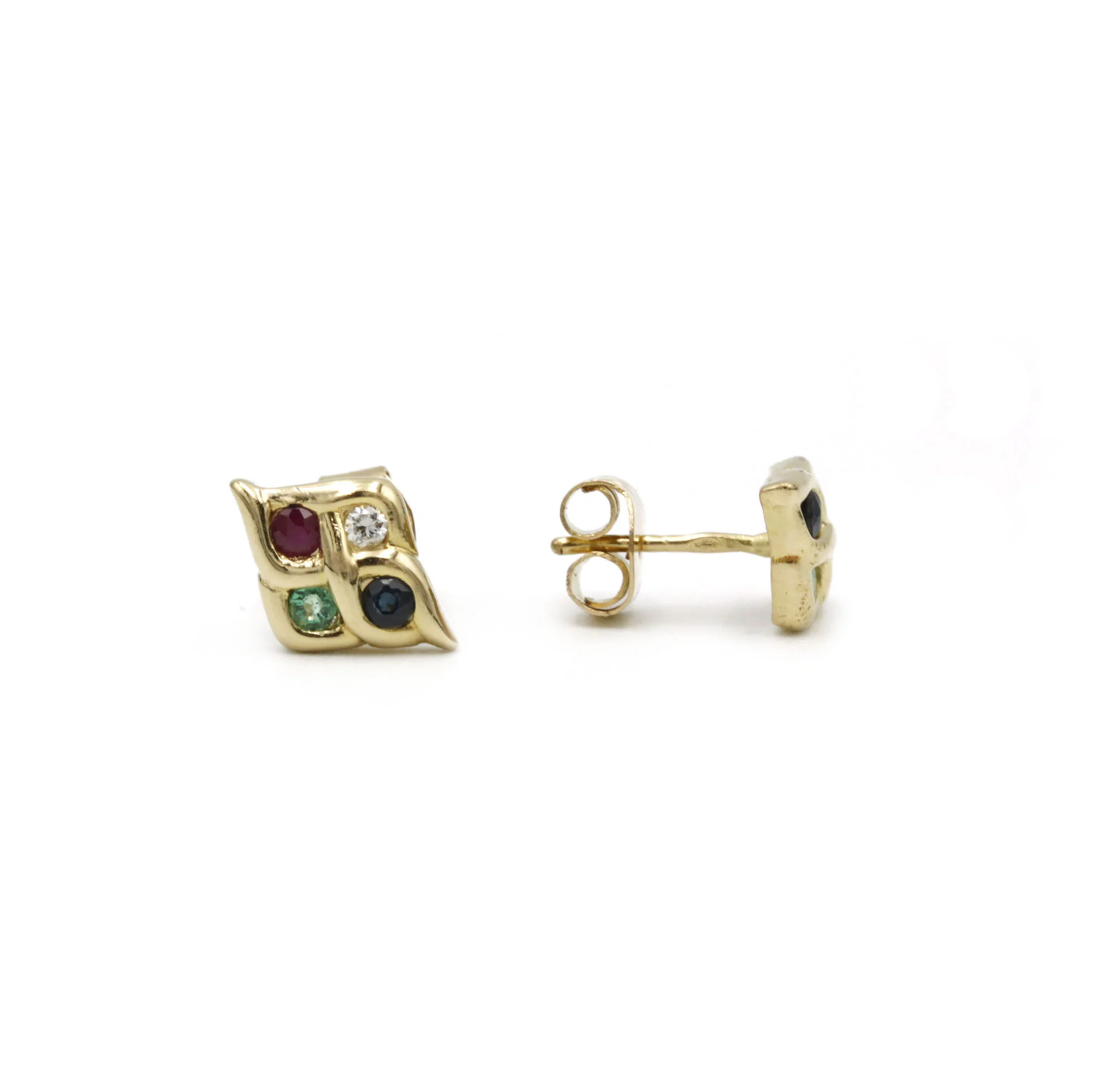 Boucles D'Oreilles - Or, Diamants, Saphirs, Rubis, Emeraudes - Image 2